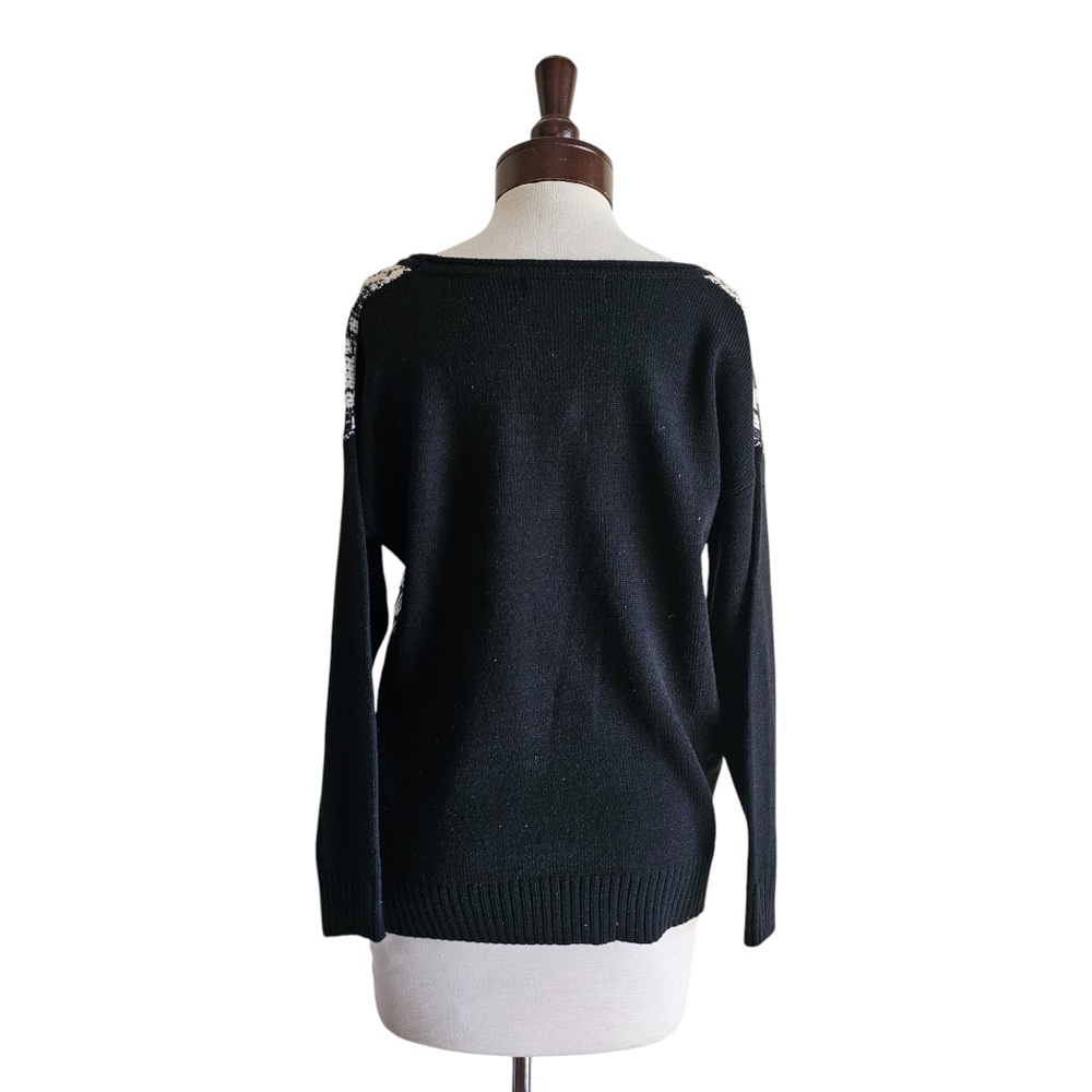 Lumiere Geometric Knit Sweater – Black & Cream – Size M – Acrylic – NWT - Picture 3 of 4
